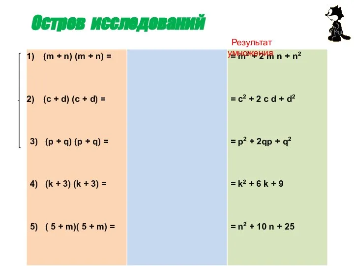 Остров исследований Результат умножения