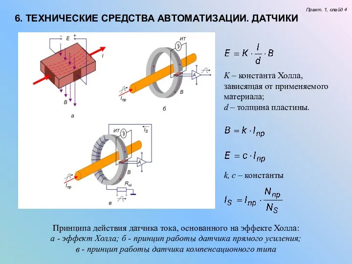 6. ТЕХНИЧЕСКИЕ СРЕДСТВА АВТОМАТИЗАЦИИ. ДАТЧИКИ Практ. 1, слайд 4 Принципа действия