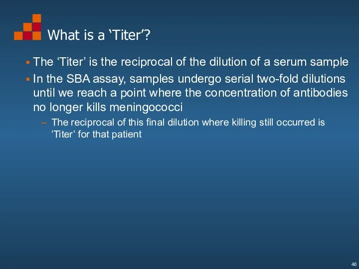 What is a ‘Titer’? The ‘Titer’ is the reciprocal of the