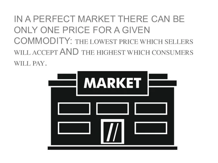 IN A PERFECT MARKET THERE CAN BE ONLY ONE PRICE FOR