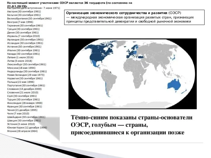 Организация экономического сотрудничества и развития (ОЭСР) — международная экономическая организация развитых