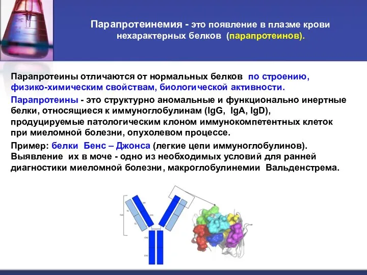 Парапротеинемия - это появление в плазме крови нехарактерных белков (парапротеинов). Парапротеины