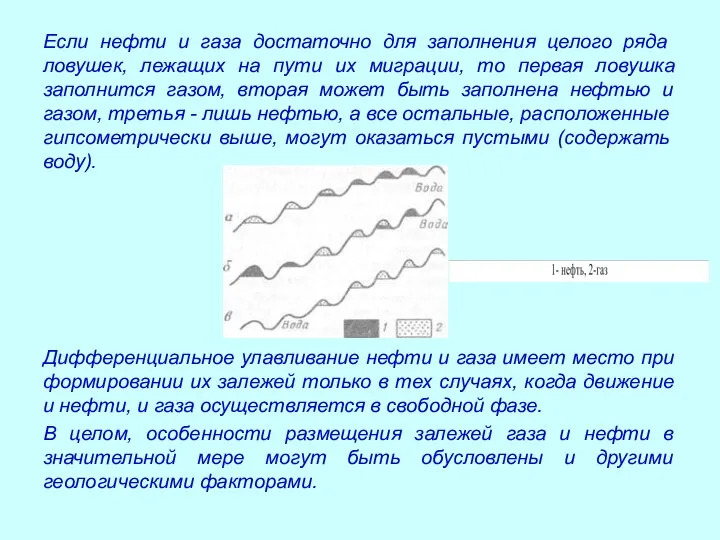 Если нефти и газа до­статочно для заполнения целого ряда ловушек, лежащих