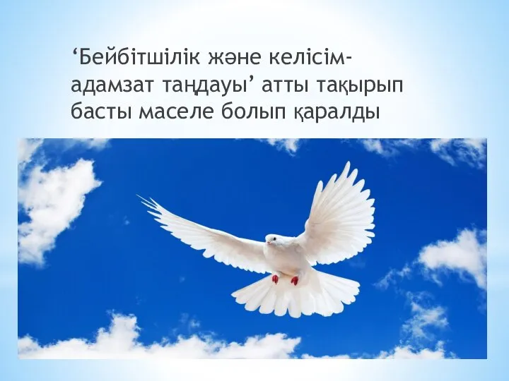 ‘Бейбітшілік және келісім- адамзат таңдауы’ атты тақырып басты маселе болып қаралды