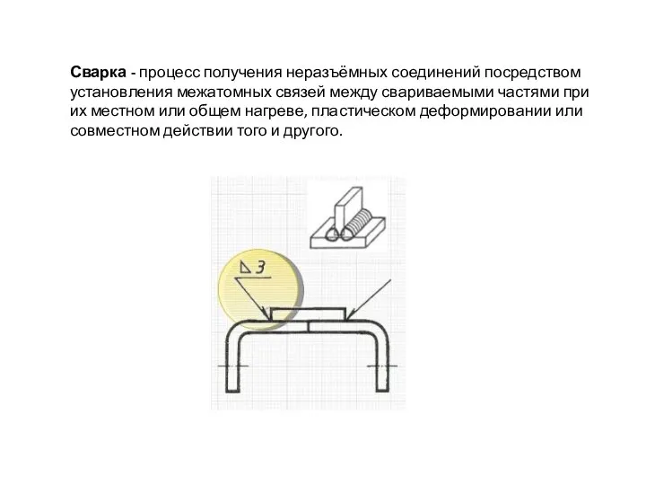 Сварка - процесс получения неразъёмных соединений посредством установления межатомных связей между