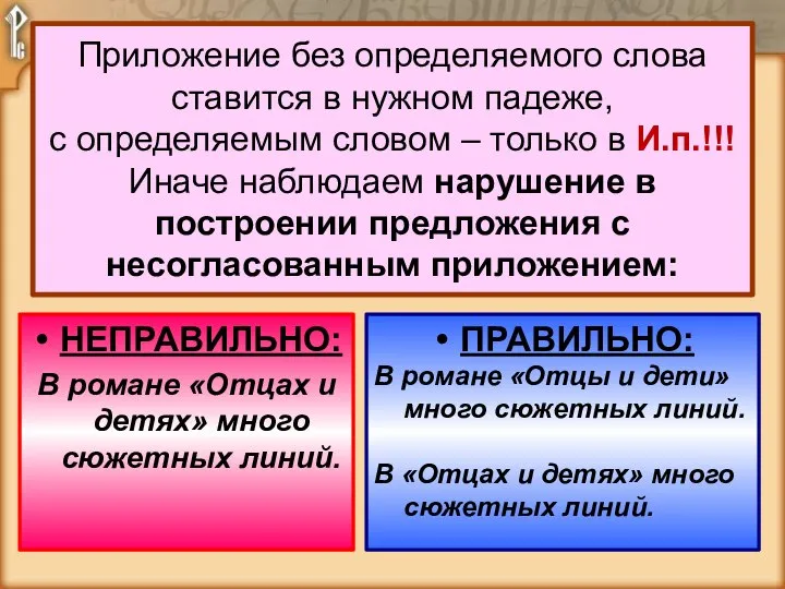 Приложение без определяемого слова ставится в нужном падеже, с определяемым словом