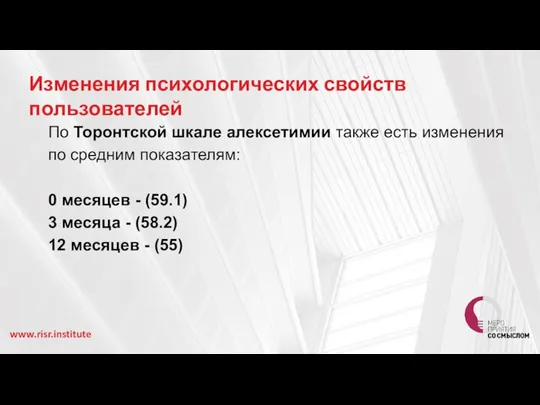 www.risr.institute По Торонтской шкале алексетимии также есть изменения по средним показателям: