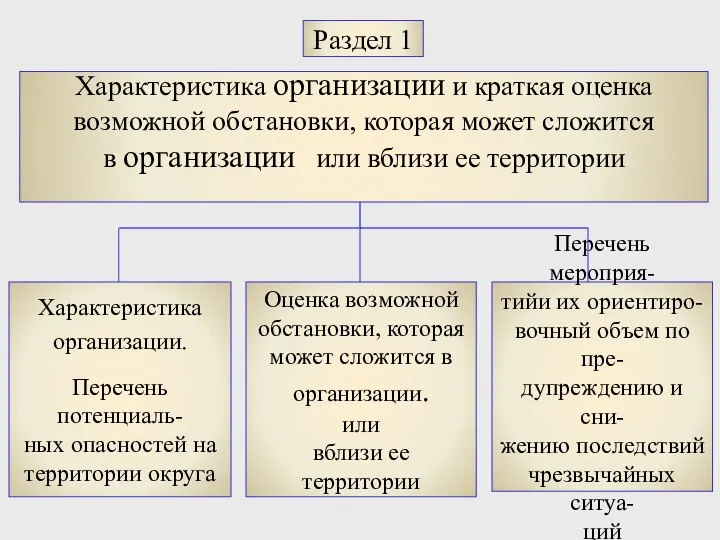 Характеристика организации и краткая оценка возможной обстановки, которая может сложится в