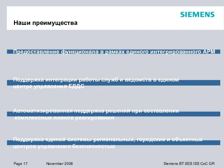 Наши преимущества Предоставление функционала в рамках единого интегрированного АРМ Поддержка интеграции