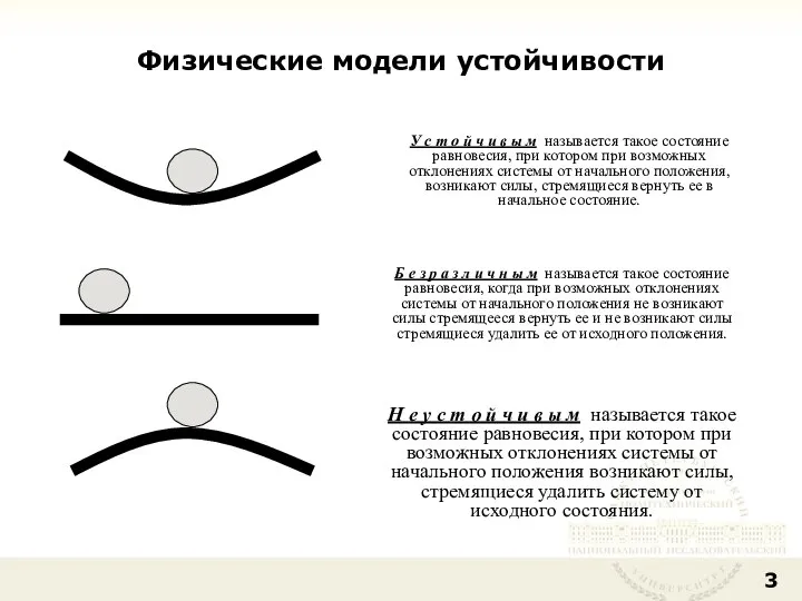 Физические модели устойчивости Н е у с т о й ч