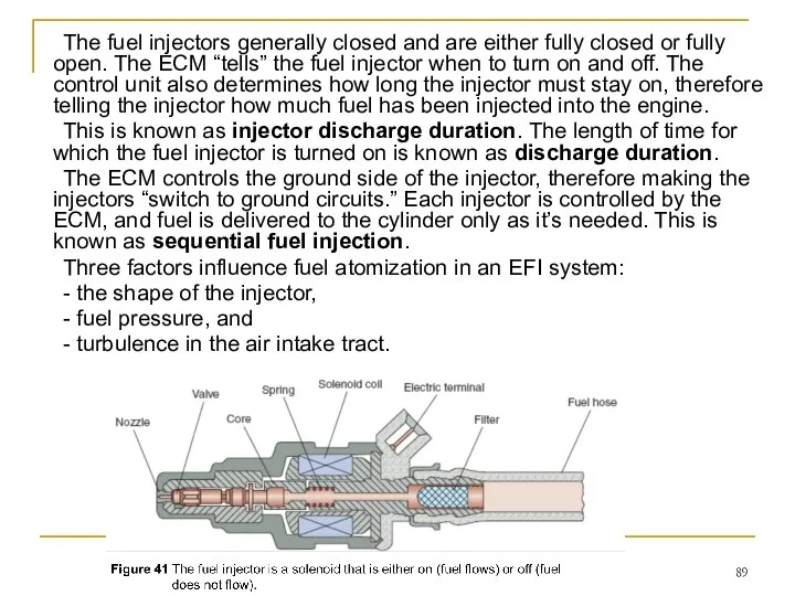 The fuel injectors generally closed and are either fully closed or