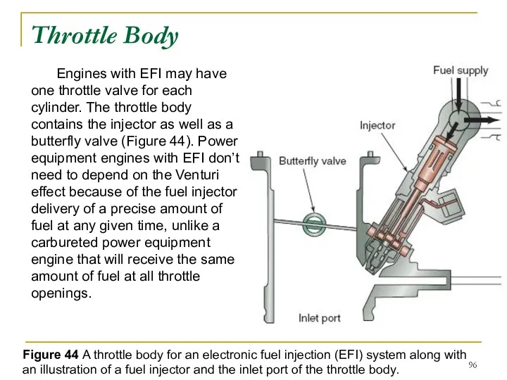 Engines with EFI may have one throttle valve for each cylinder.