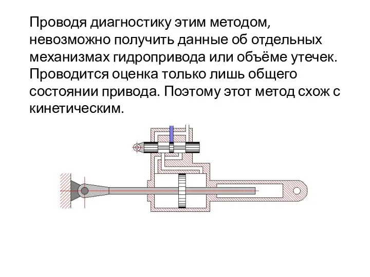 Проводя диагностику этим методом, невозможно получить данные об отдельных механизмах гидропривода