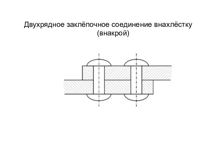 Двухрядное заклёпочное соединение внахлёстку (внакрой)