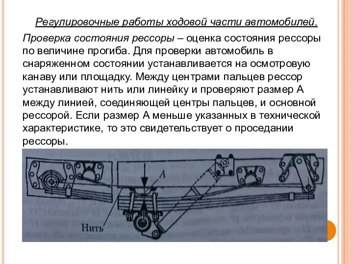 Регулировочные работы ходовой части автомобилей. Проверка состояния рессоры – оценка состояния