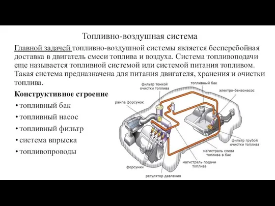 Главной задачей топливно-воздушной системы является бесперебойная доставка в двигатель смеси топлива