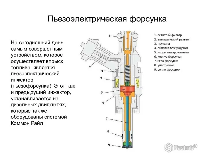 Пьезоэлектрическая форсунка На сегодняшний день самым совершенным устройством, которое осуществляет впрыск