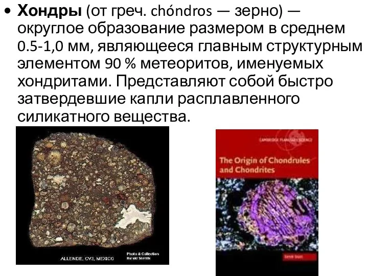 Хондры (от греч. chóndros — зерно) — округлое образование размером в