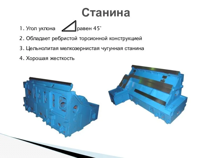 1. Угол уклона равен 45° 2. Обладает ребристой торсионной конструкцией 3.