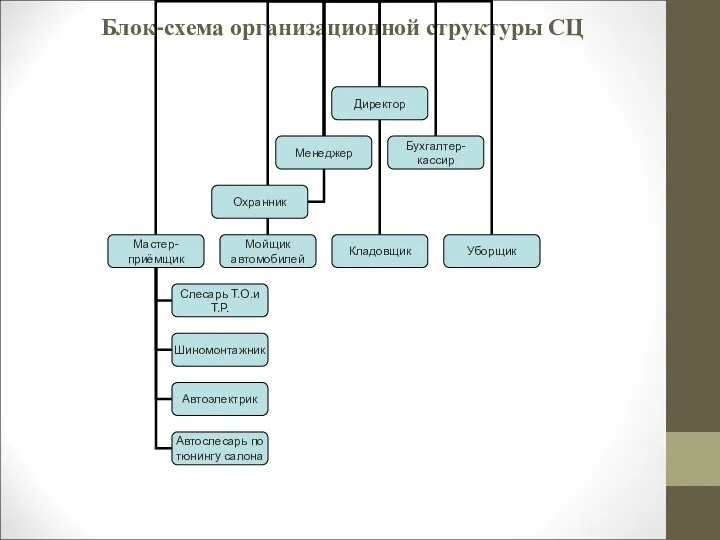 Блок-схема организационной структуры СЦ