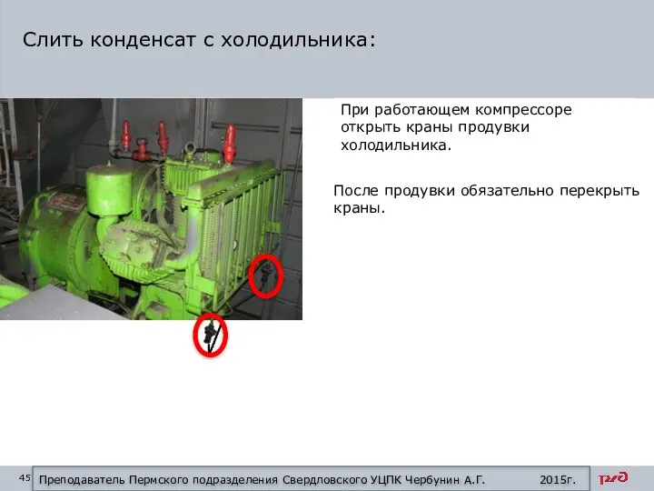 Слить конденсат с холодильника: Преподаватель Пермского подразделения Свердловского УЦПК Чербунин А.Г.