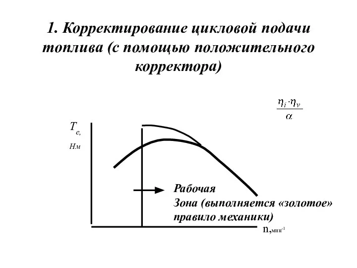 1. Корректирование цикловой подачи топлива (с помощью положительного корректора)