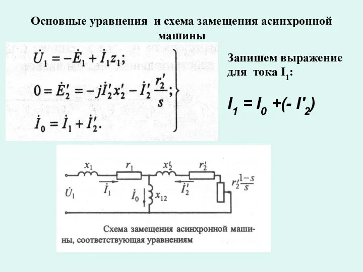 Основные уравнения и схема замещения асинхронной машины Запишем выражение для тока