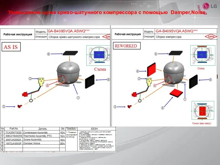 Уменьшение шума криво-шатунного компрессора с помощью Damper,Noise GA-B409SVQA.ASWQ*** GA-B409SVQA.ASWQ***