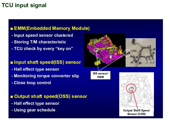 TCU input signal ■ EMM(Embedded Memory Module) - Input speed sensor