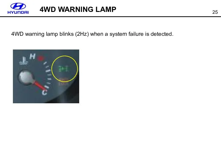 4WD WARNING LAMP 4WD warning lamp blinks (2Hz) when a system failure is detected.