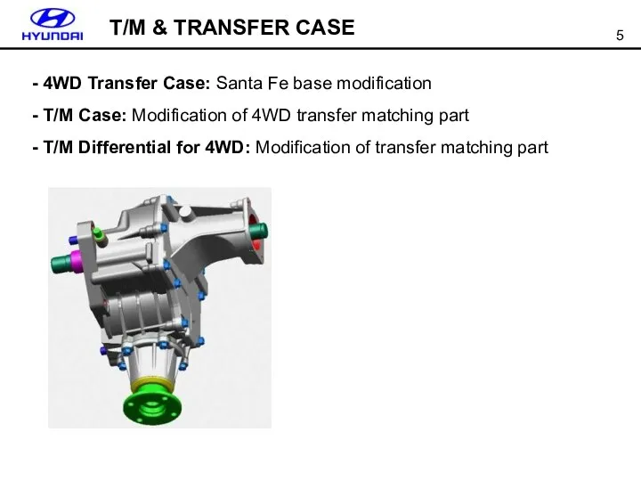 T/M & TRANSFER CASE 4WD Transfer Case: Santa Fe base modification