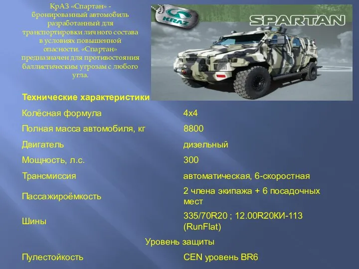 КрАЗ «Спартан» - бронированный автомобиль разработанный для транспортировки личного состава в