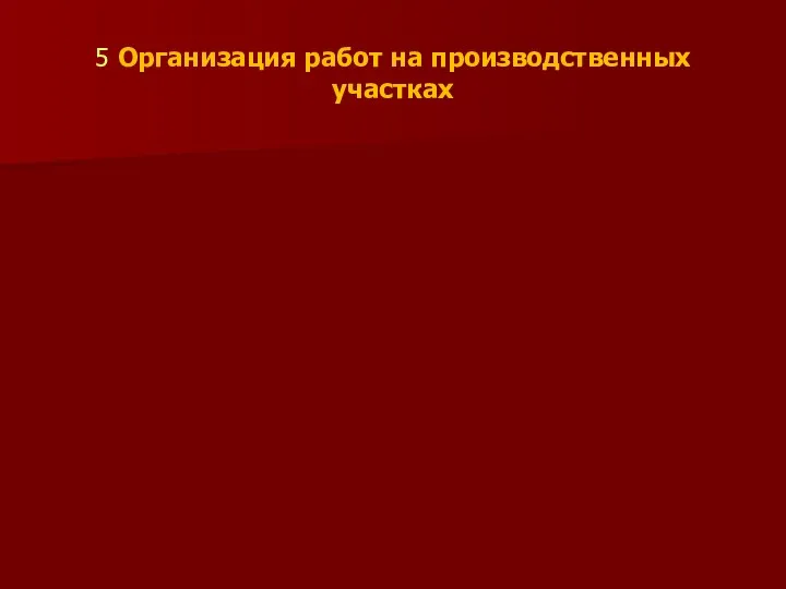 5 Организация работ на производственных участках