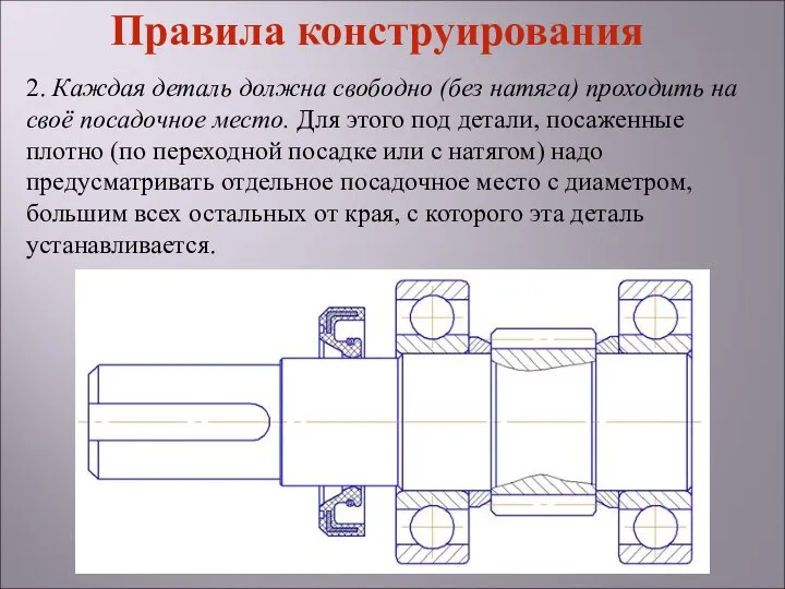 2. Каждая деталь должна свободно (без натяга) проходить на своё посадочное