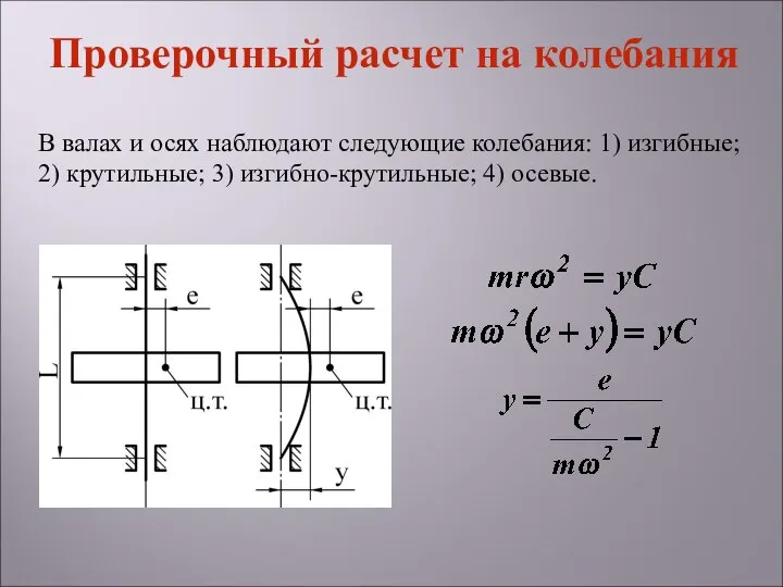 В валах и осях наблюдают следующие колебания: 1) изгибные; 2) крутильные;