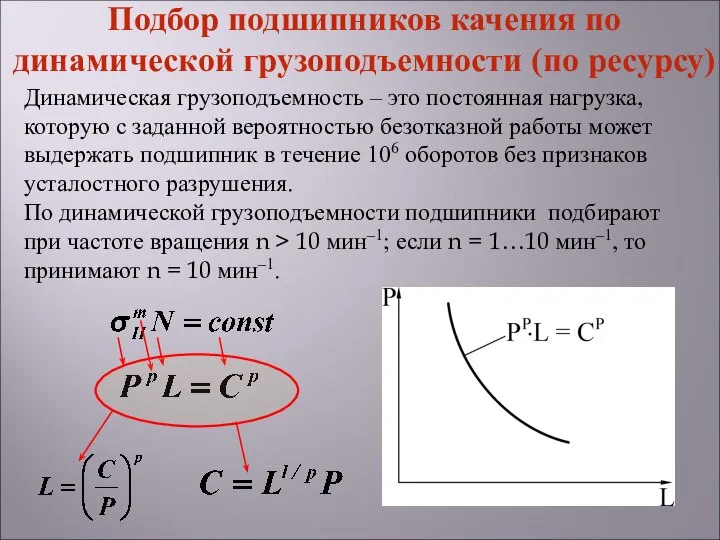 Динамическая грузоподъемность – это постоянная нагрузка, которую с заданной вероятностью безотказной