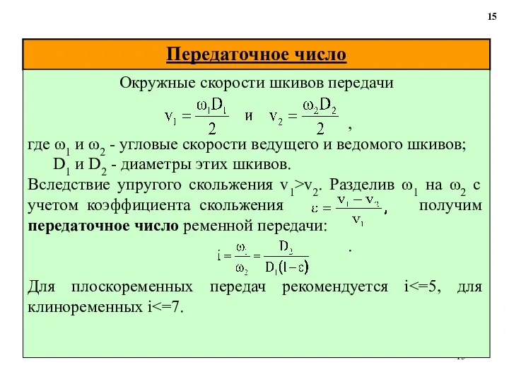 Передаточное число 15