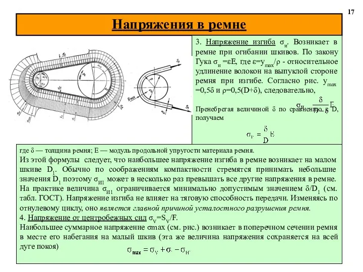 Напряжения в ремне 17 где δ — толщина ремня; Е —