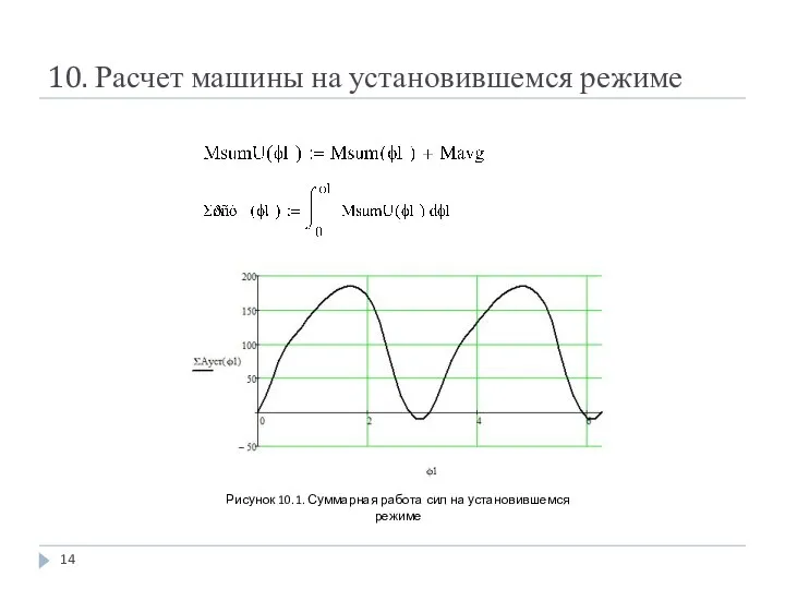 10. Расчет машины на установившемся режиме Рисунок 10.1. Суммарная работа сил на установившемся режиме