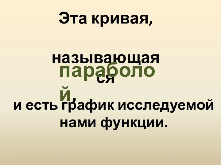 и есть график исследуемой нами функции. Эта кривая, называющаяся параболой,