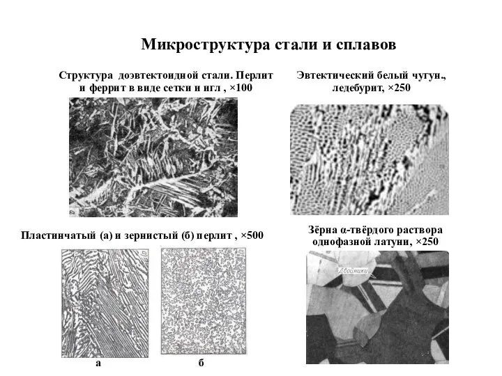 Микроструктура стали и сплавов Зёрна α-твёрдого раствора однофазной латуни, ×250 Структура