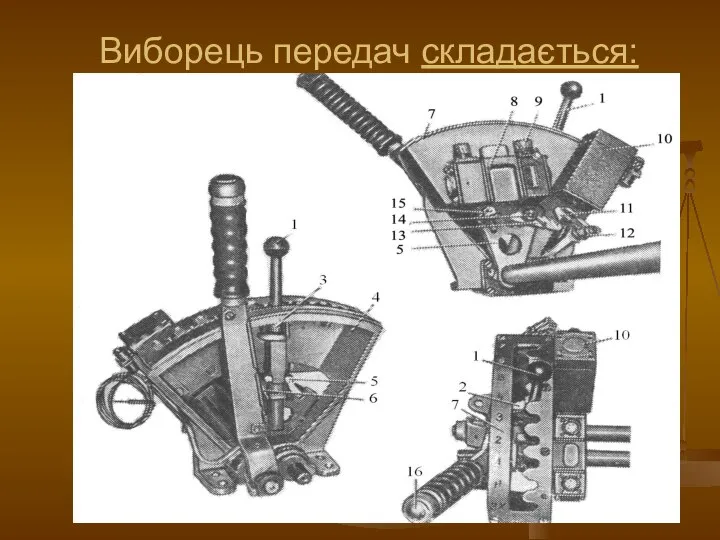 Виборець передач складається: