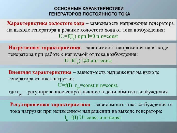 Регулировочная характеристика – зависимость тока возбуждения от тока нагрузки при неизменном