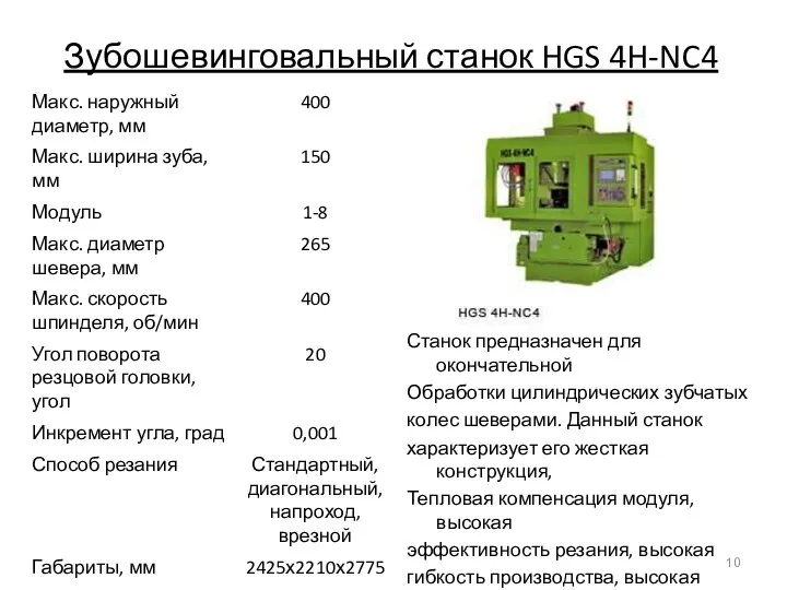 Зубошевинговальный станок HGS 4H-NC4 Станок предназначен для окончательной Обработки цилиндрических зубчатых