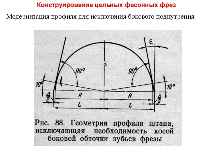 Конструирование цельных фасонных фрез Модернизация профиля для исключения бокового поднутрения