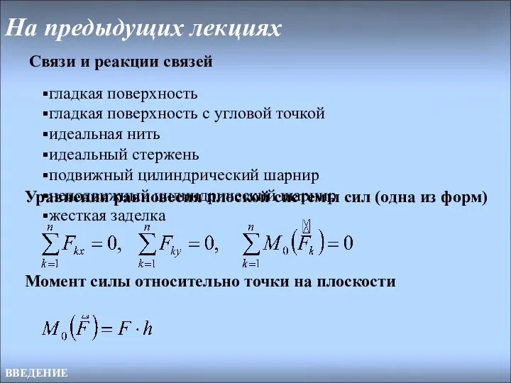 На предыдущих лекциях ВВЕДЕНИЕ гладкая поверхность гладкая поверхность с угловой точкой