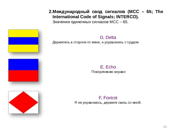 Международный свод сигналов (МСС – 65; The International Code of Signals;