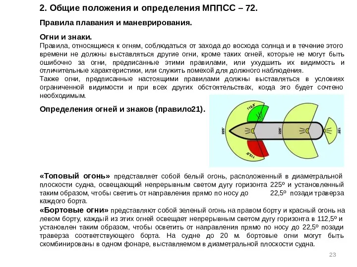 2. Общие положения и определения МППСС – 72. Правила плавания и