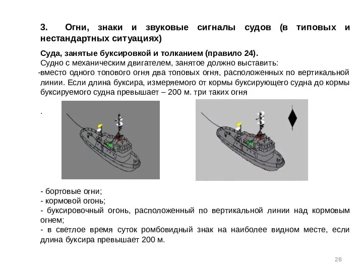 3. Огни, знаки и звуковые сигналы судов (в типовых и нестандартных