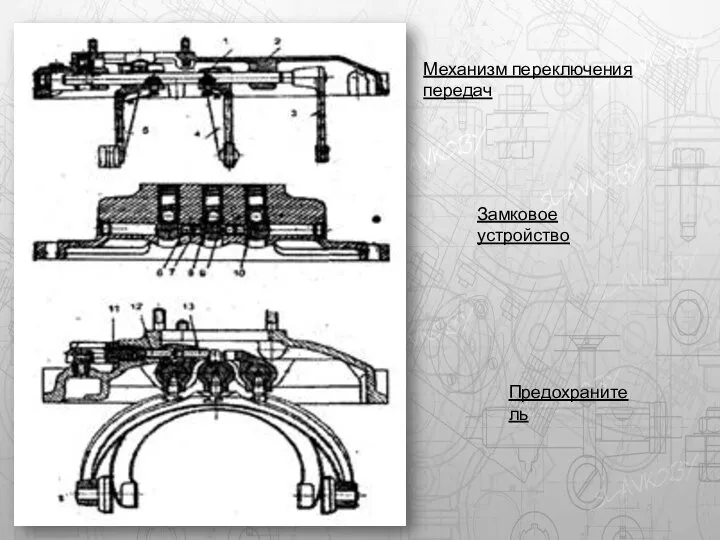 Механизм переключения передач Замковое устройство Предохранитель